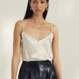 Aritzia Wilfred satin ruffle camisole